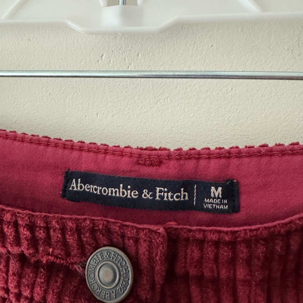 Abercrombie & Fitch Burgundy Corduroy Button Front Mini Skirt - Picture 3 of 5